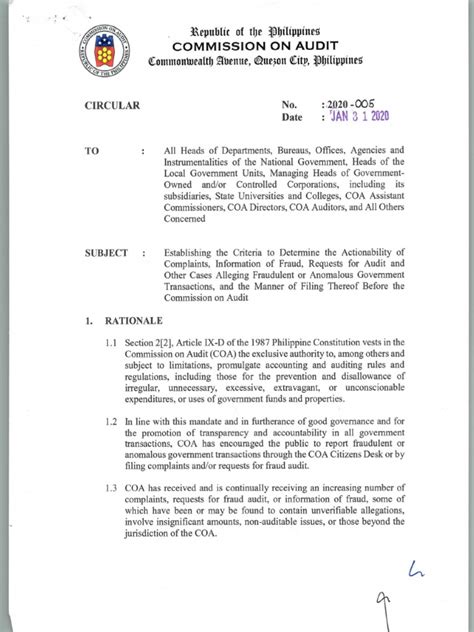 COA CIRCULAR NO. 2020.
